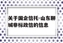 关于国企信托-山东聊城非标政信的信息