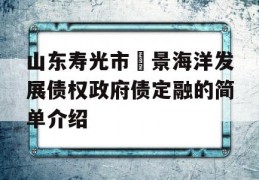 山东寿光市昇景海洋发展债权政府债定融的简单介绍