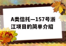 A类信托—157号浙江项目的简单介绍