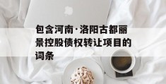 包含河南·洛阳古都丽景控股债权转让项目的词条