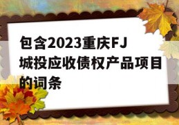 包含2023重庆FJ城投应收债权产品项目的词条