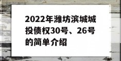 2022年潍坊滨城城投债权30号、26号的简单介绍