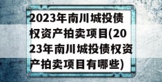 2023年南川城投债权资产拍卖项目(2023年南川城投债权资产拍卖项目有哪些)