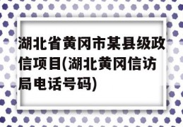 湖北省黄冈市某县级政信项目(湖北黄冈信访局电话号码)