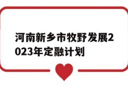 河南新乡市牧野发展2023年定融计划