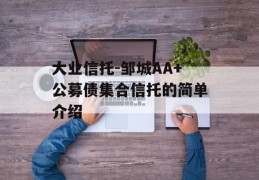 大业信托-邹城AA+公募债集合信托的简单介绍