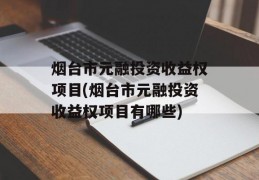 烟台市元融投资收益权项目(烟台市元融投资收益权项目有哪些)