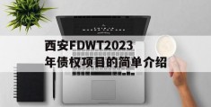 西安FDWT2023年债权项目的简单介绍