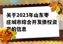 关于2023年山东枣庄城市综合开发债权资产的信息