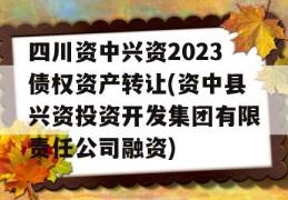 四川资中兴资2023债权资产转让(资中县兴资投资开发集团有限责任公司融资)