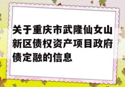 关于重庆市武隆仙女山新区债权资产项目政府债定融的信息