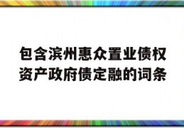 包含滨州惠众置业债权资产政府债定融的词条