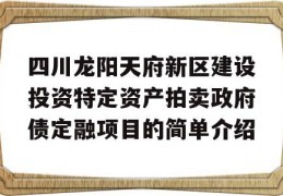 四川龙阳天府新区建设投资特定资产拍卖政府债定融项目的简单介绍