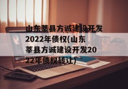 山东莘县方诚建设开发2022年债权(山东莘县方诚建设开发2022年债权转让)