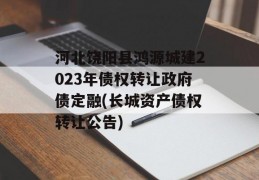 河北饶阳县鸿源城建2023年债权转让政府债定融(长城资产债权转让公告)