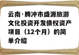 云南·腾冲市盛源旅游文化投资开发债权资产项目（12个月）的简单介绍