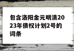 包含洛阳金元明清2023年债权计划2号的词条