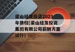 梁山经发投资2023年债权(梁山经发投资集团有限公司薪酬方案试行)