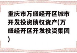 重庆市万盛经开区城市开发投资债权资产(万盛经开区开发投资集团)