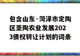 包含山东·菏泽市定陶区圣陶农业发展2023债权转让计划的词条