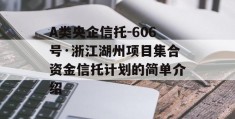 A类央企信托-606号·浙江湖州项目集合资金信托计划的简单介绍