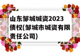 山东邹城城资2023债权(邹城市城资有限责任公司)