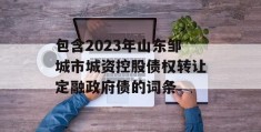 包含2023年山东邹城市城资控股债权转让定融政府债的词条