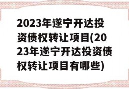 2023年遂宁开达投资债权转让项目(2023年遂宁开达投资债权转让项目有哪些)