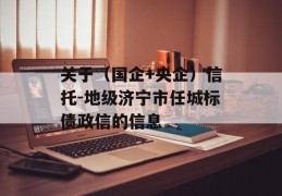 关于（国企+央企）信托-地级济宁市任城标债政信的信息