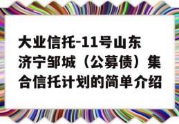 大业信托-11号山东济宁邹城（公募债）集合信托计划的简单介绍