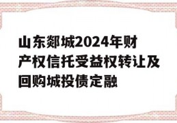 山东郯城2024年财产权信托受益权转让及回购城投债定融