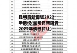 昆明高新国资2022年债权(昆明高新国资2022年债权转让)