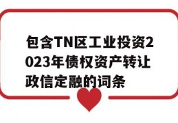 包含TN区工业投资2023年债权资产转让政信定融的词条