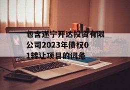 包含遂宁开达投资有限公司2023年债权01转让项目的词条