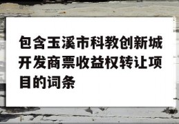 包含玉溪市科教创新城开发商票收益权转让项目的词条