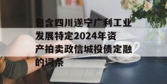 包含四川遂宁广利工业发展特定2024年资产拍卖政信城投债定融的词条