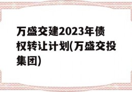 万盛交建2023年债权转让计划(万盛交投集团)