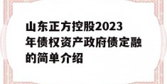 山东正方控股2023年债权资产政府债定融的简单介绍