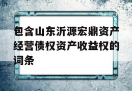 包含山东沂源宏鼎资产经营债权资产收益权的词条