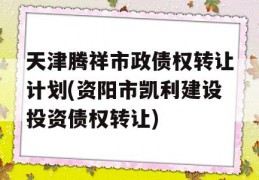 天津腾祥市政债权转让计划(资阳市凯利建设投资债权转让)