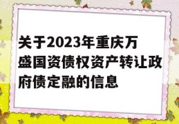 关于2023年重庆万盛国资债权资产转让政府债定融的信息