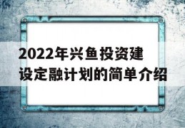 2022年兴鱼投资建设定融计划的简单介绍