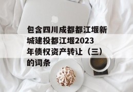 包含四川成都都江堰新城建投都江堰2023年债权资产转让（三）的词条