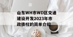 山东WH市WD区交通建设开发2023年市政债权的简单介绍