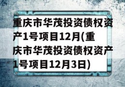 重庆市华茂投资债权资产1号项目12月(重庆市华茂投资债权资产1号项目12月3日)