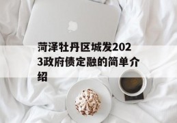 菏泽牡丹区城发2023政府债定融的简单介绍