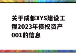 关于成都XYS建设工程2023年债权资产001的信息