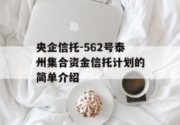 央企信托-562号泰州集合资金信托计划的简单介绍