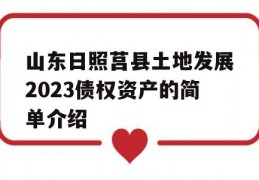 山东日照莒县土地发展2023债权资产的简单介绍