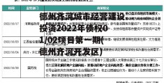 德州齐河城市经营建设投资2022年债权01/02项目第一期(德州齐河开发区)